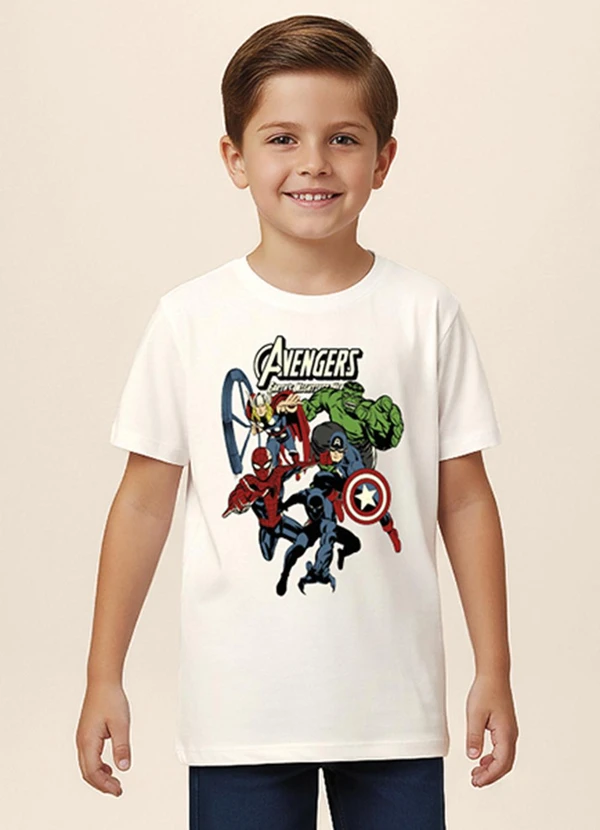 Malwee Kids - Camiseta Básica Avengers® Off White