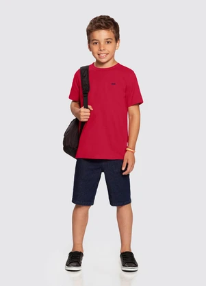 Alakazoo - Camiseta Básica Bordado Malha Penteada Vermelho - ALAKAZOO