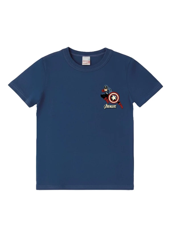 Malwee Kids - Camiseta Básica Capitão América Azul Escuro