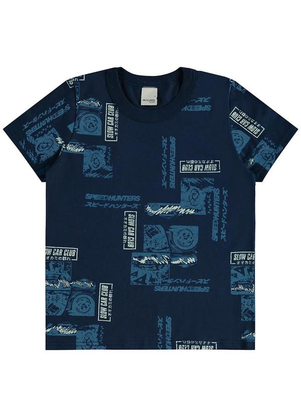 Malwee Kids - Camiseta Básica Carros Azul Marinho