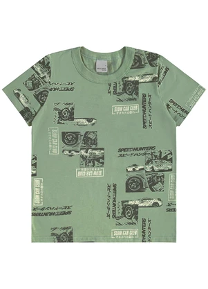 Malwee Kids - Camiseta Básica Carros Verde - MALWEE KIDS