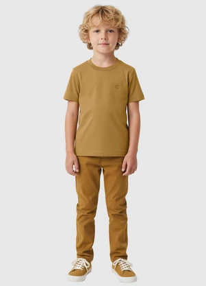 Carinhoso - Camiseta Básica com Bordado Amarelo Mostarda - CARINHOSO