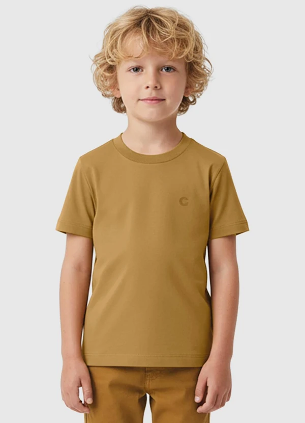 Carinhoso - Camiseta Básica com Bordado Amarelo Mostarda
