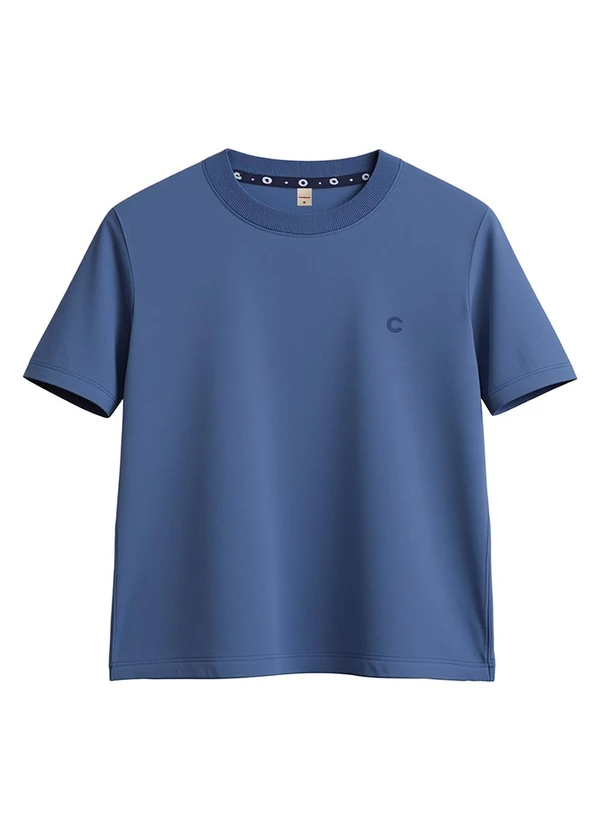 Carinhoso - Camiseta Básica com Bordado Azul
