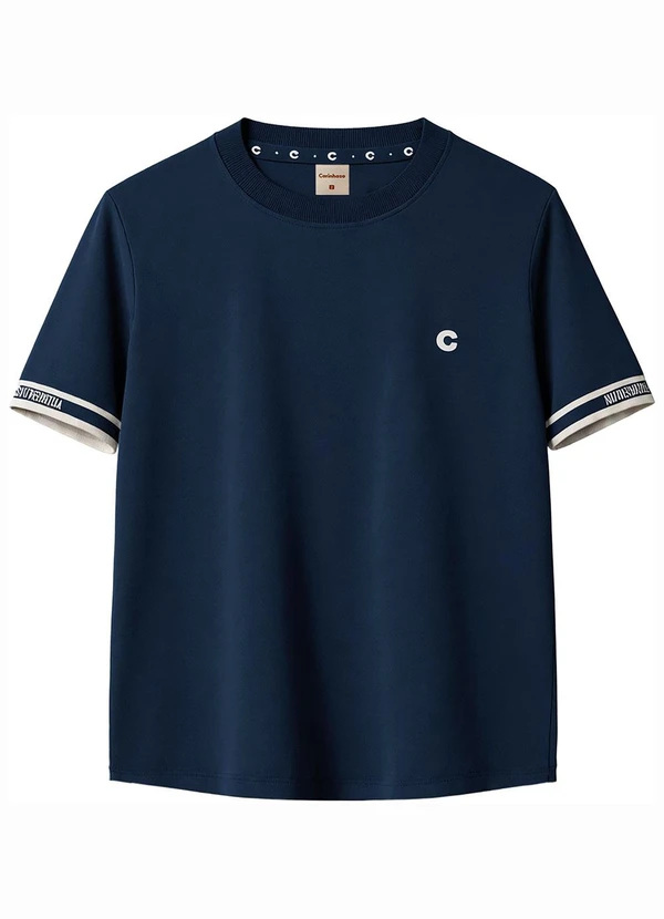 Carinhoso - Camiseta Básica com Bordado em Malha Azul