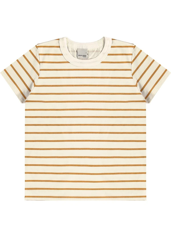 Malwee Kids - Camiseta Básica Listrada Amarelo Mostarda 2