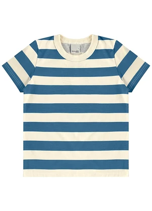 Malwee Kids - Camiseta Básica Listrada Azul - MALWEE KIDS