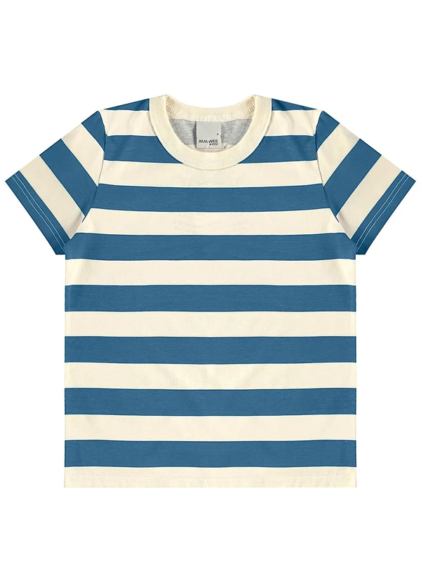 Malwee Kids - Camiseta Básica Listrada Azul