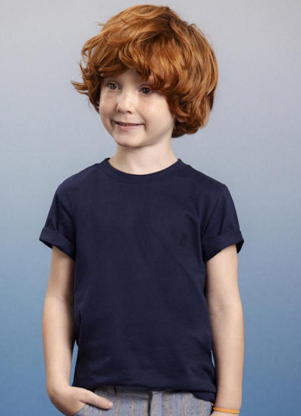 Ioluig - Camiseta Básica Meia Malha Penteada Azul