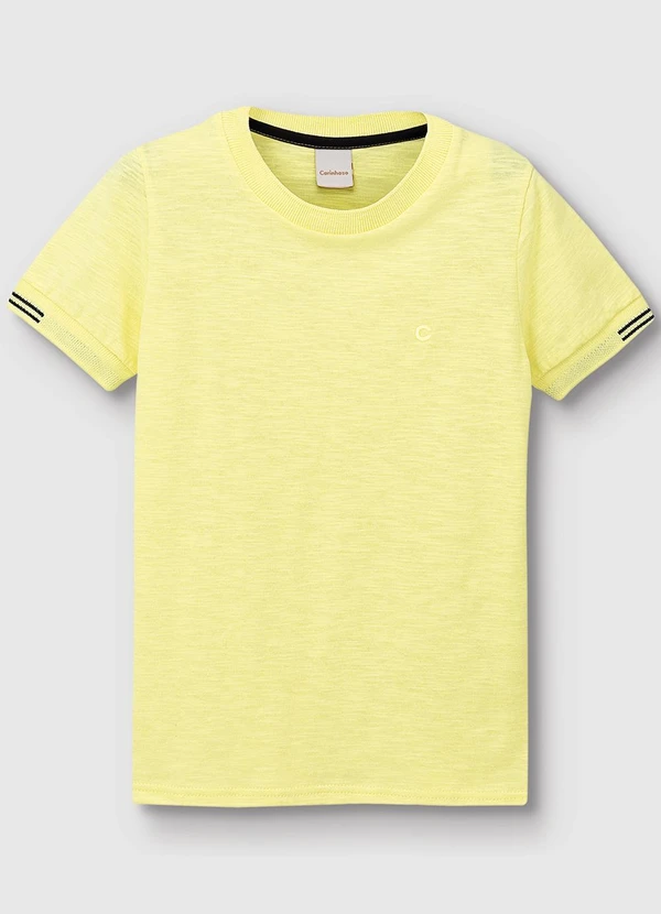 Carinhoso - Camiseta Básica Rajada Menino Amarelo