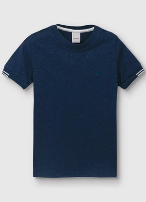 Carinhoso - Camiseta Básica Rajada Menino Azul Marinho - CARINHOSO
