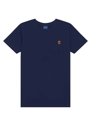 Ddk - Camiseta Bebê com Bolso e Etiqueta  Azul  - DDK