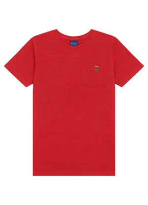 Ddk - Camiseta Bebê com Bolso e Etiqueta  Vermelho - DDK