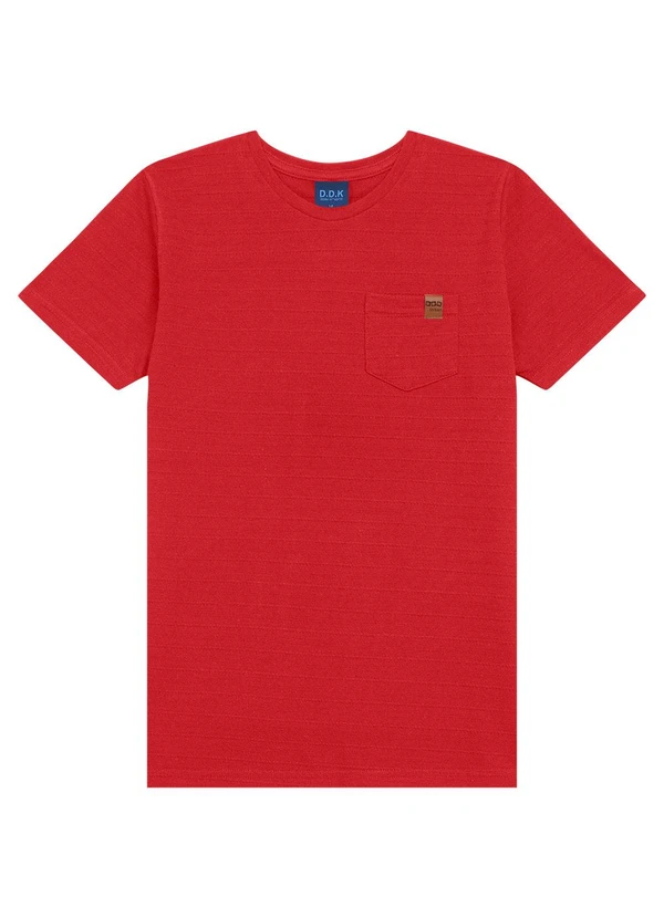Ddk - Camiseta Bebê com Bolso e Etiqueta Vermelho