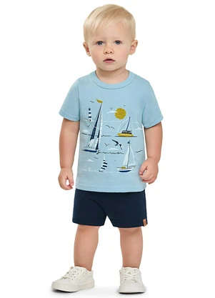 Elian - Camiseta Bebê Menino Barquinhos Azul - ELIAN