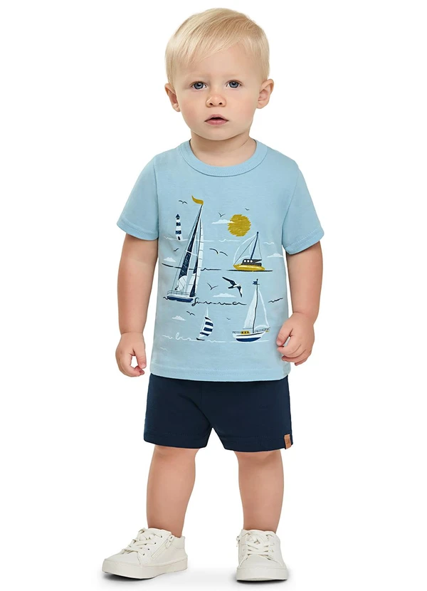 Elian - Camiseta Bebê Menino Barquinhos Azul 2