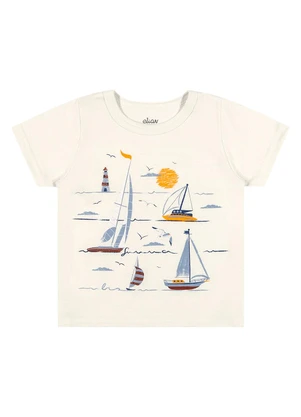 Elian - Camiseta Bebê Menino Barquinhos Bege - ELIAN