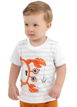 Camiseta Bebê Menino Caranguejo Elian (Branco) - ELIAN