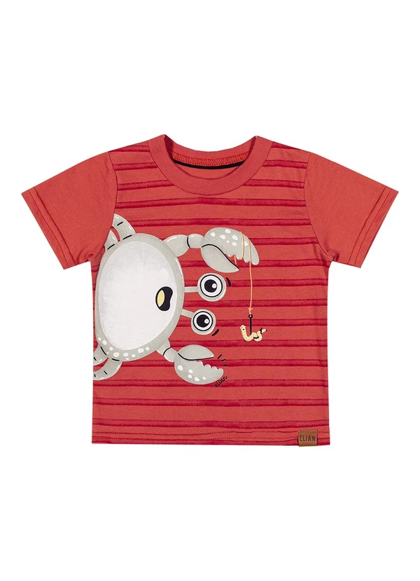 Elian - Camiseta Bebê Menino Caranguejo Elian Vermelho