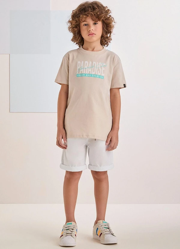 Youccie - Camiseta Bege com Estampa Paradaise Cru 3