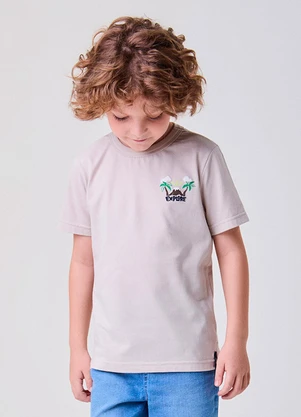 Bimbi - Camiseta Bege com Estampa Tropical Bege - BIMBI