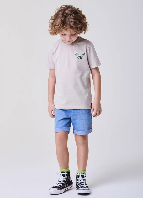Bimbi - Camiseta Bege com Estampa Tropical Bege 2