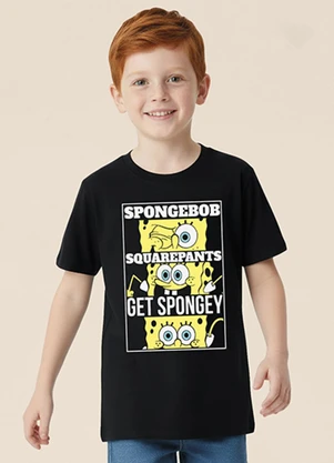 Malwee Kids - Camiseta Bob Esponja Get Spongey® Preto - MALWEE KIDS