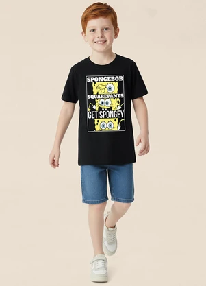 Malwee Kids - Camiseta Bob Esponja Get Spongey® Preto - MALWEE KIDS