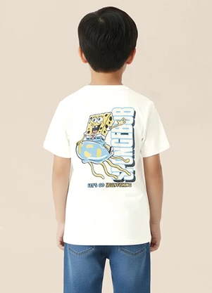 Malwee Kids - Camiseta Bob Esponja Jellyfishing® Off White - MALWEE KIDS