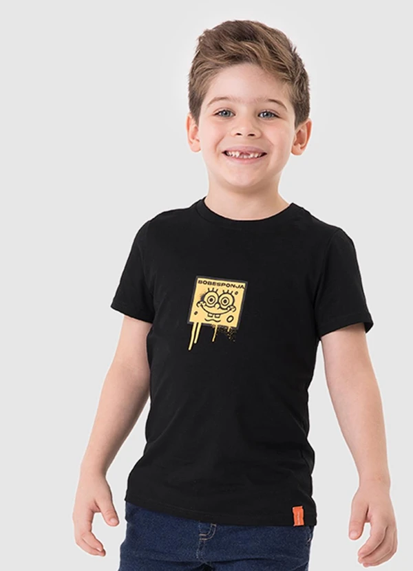 Malwee Kids - Camiseta Bob Esponja® Rad Preto