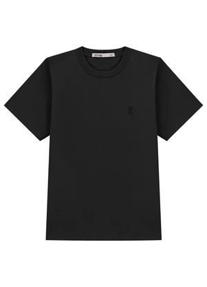Ioluig - Camiseta Bordado em Algodão Preto - IOLUIG