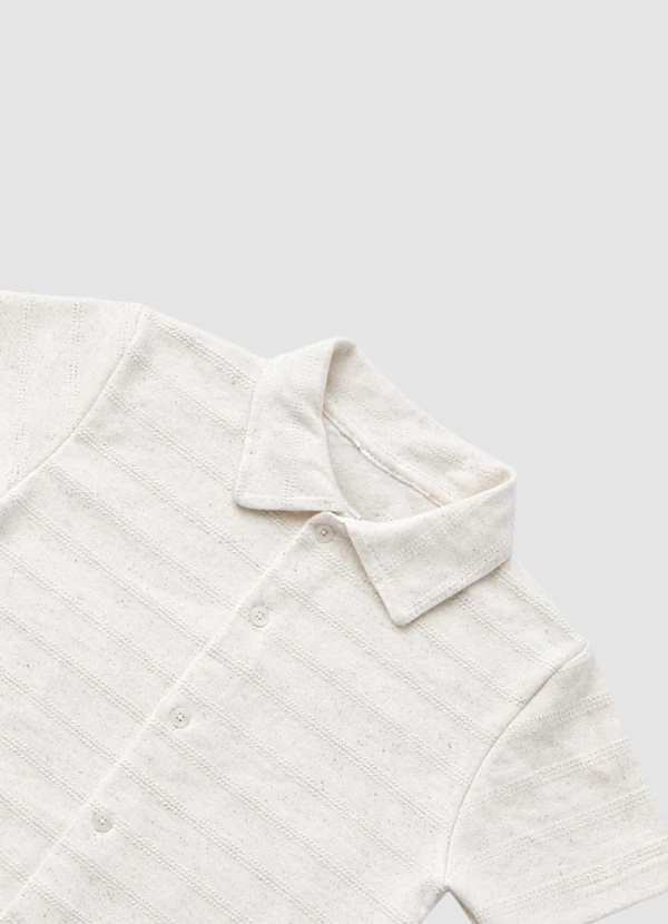 Turminha - Camiseta Botão Menino Text. Off White 5