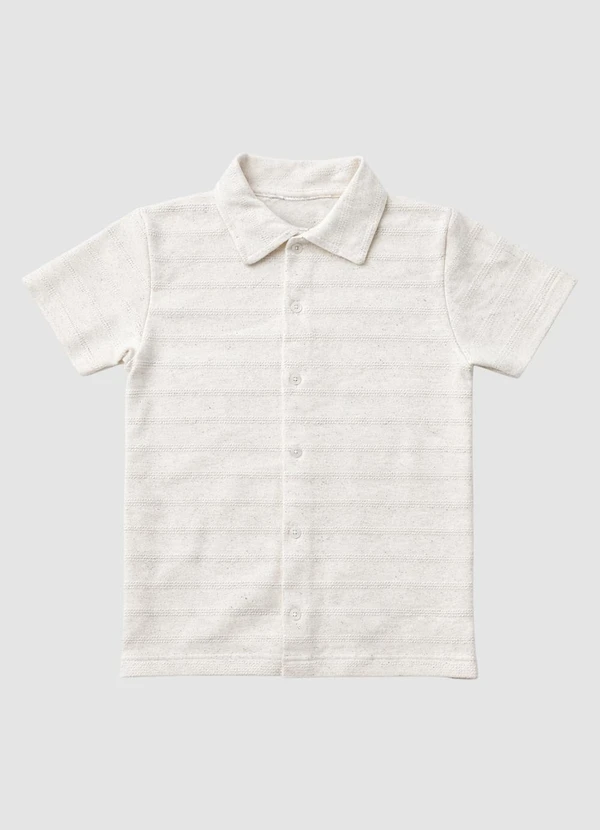 Turminha - Camiseta Botão Menino Text. Off White 6