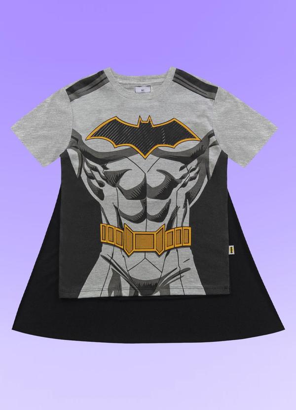 Fakini Kids - Camiseta C/Capa Batman Cinza