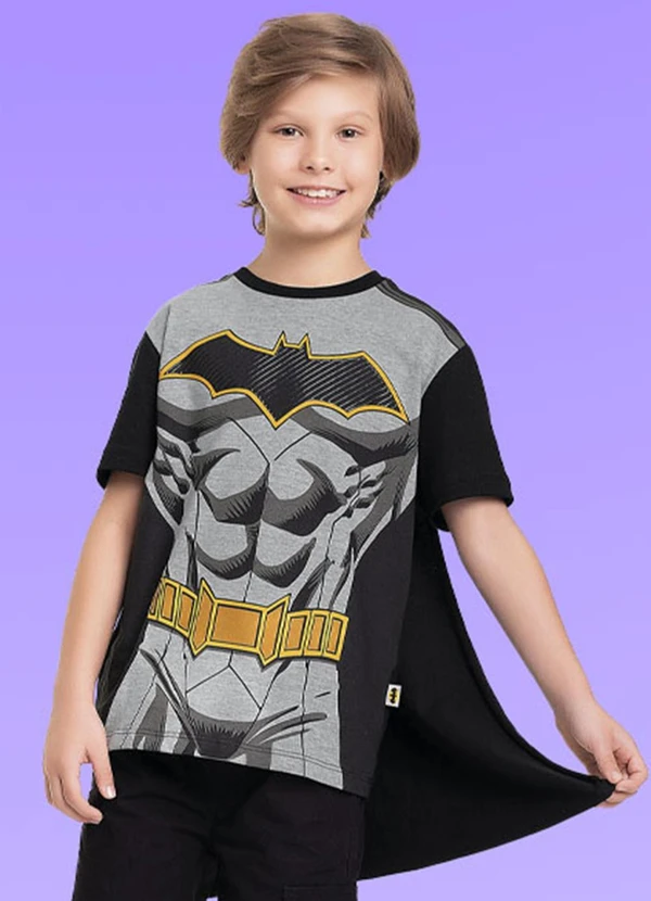 Fakini Kids - Camiseta C/Capa Batman Preto