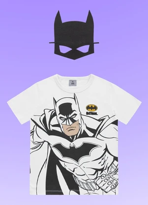 Fakini Kids - Camiseta C/Mascara Batman Branco - FAKINI KIDS