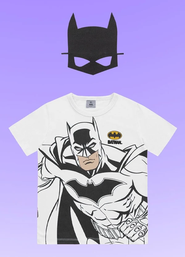 Camiseta C/Mascara Batman Branco Fakini Kids