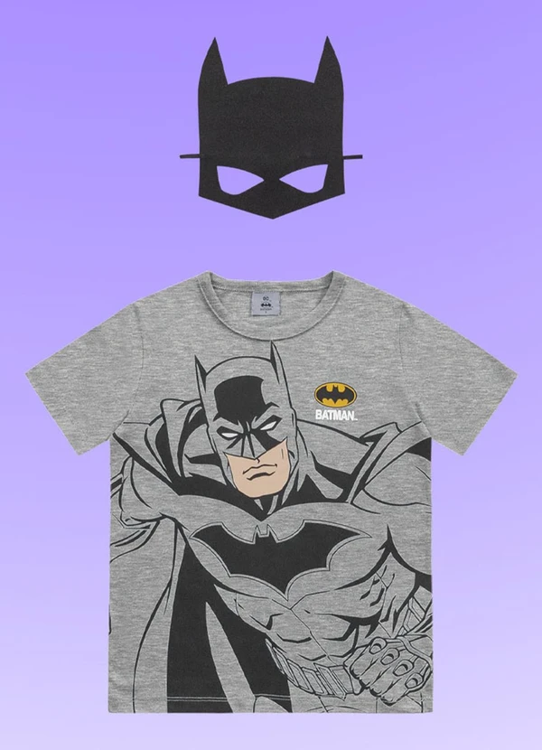 Fakini Kids - Camiseta C/Mascara Batman Cinza