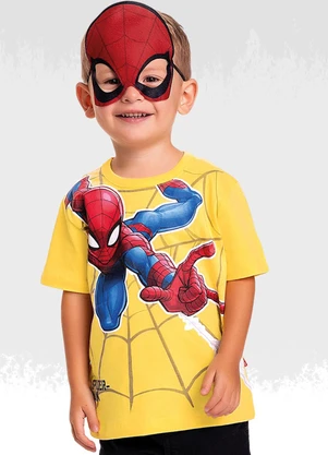 Homem Aranha - Camiseta C/Mascara Spider-Man Amarelo - HOMEM ARANHA