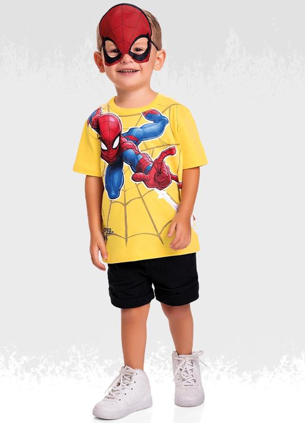 Homem Aranha - Camiseta C/Mascara Spider-Man Amarelo 3