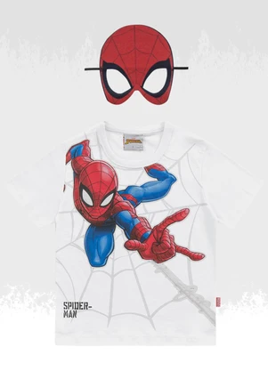 Homem Aranha - Camiseta C/Mascara Spider-Man Branco - HOMEM ARANHA