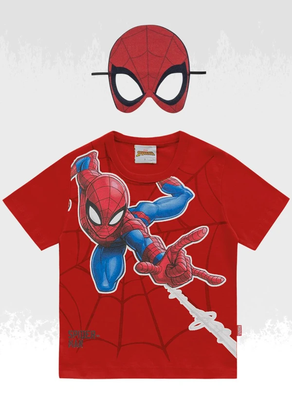 Homem Aranha - Camiseta C/Mascara Spider-Man Vermelho