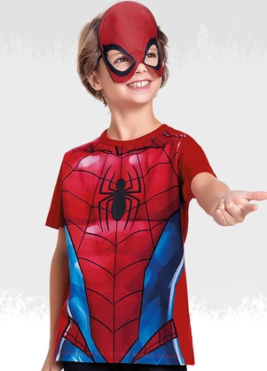 Homem Aranha - Camiseta C/Mascara Spider-Man Vermelho - HOMEM ARANHA
