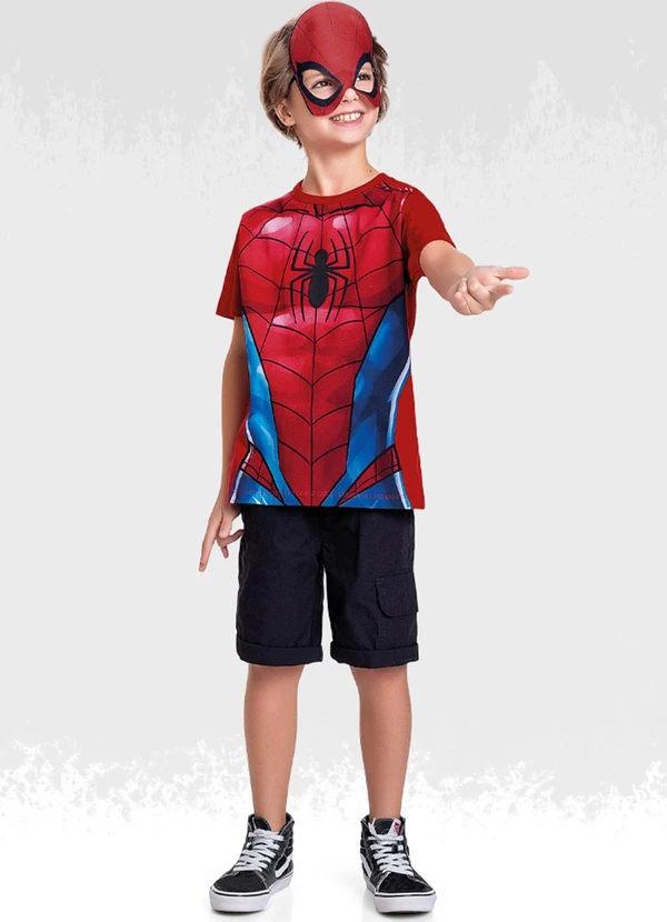 Homem Aranha - Camiseta C/Mascara Spider-Man Vermelho 3