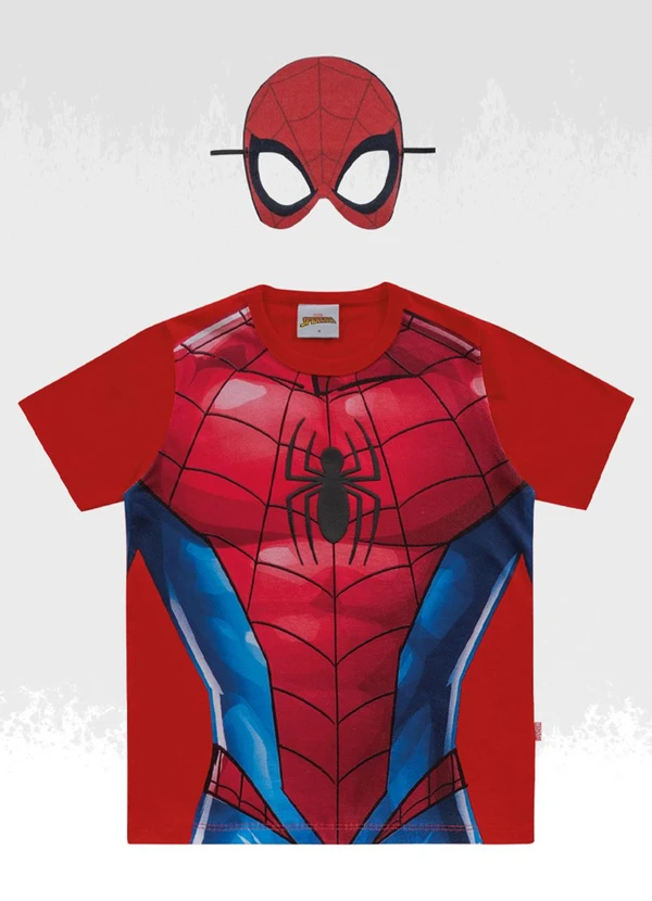 Homem Aranha - Camiseta C/Mascara Spider-Man Vermelho 5