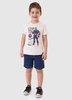 Malwee Kids - Camiseta Capitão América® Off White  - MALWEE KIDS