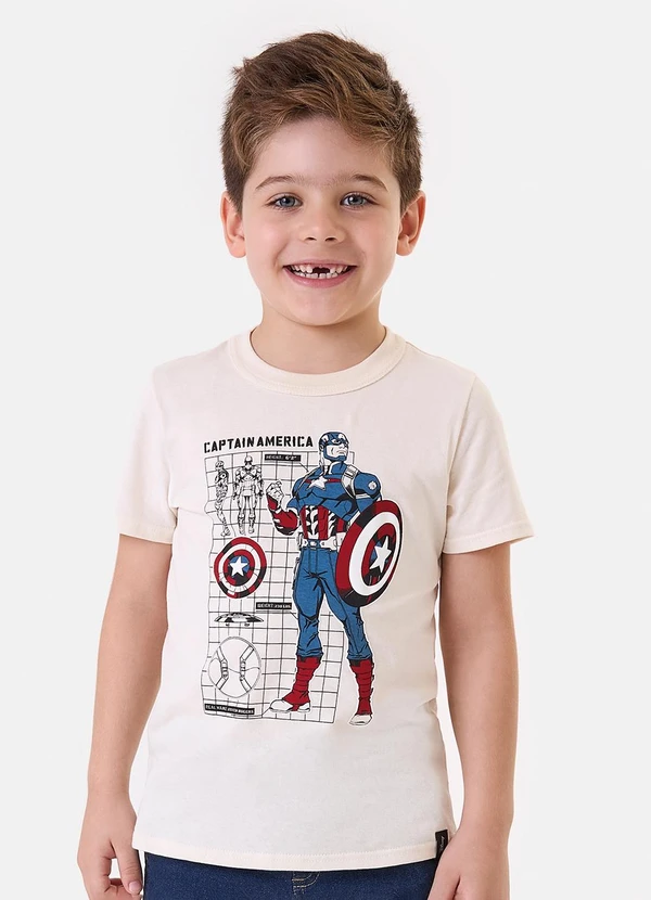 Malwee Kids - Camiseta Capitão América® Off White