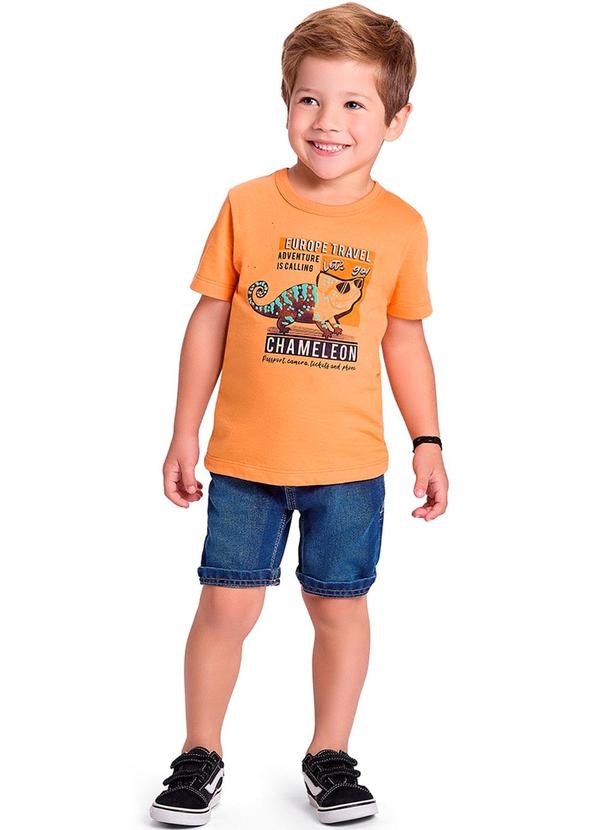 Alenice - Camiseta Chameleon Meninos Laranja
