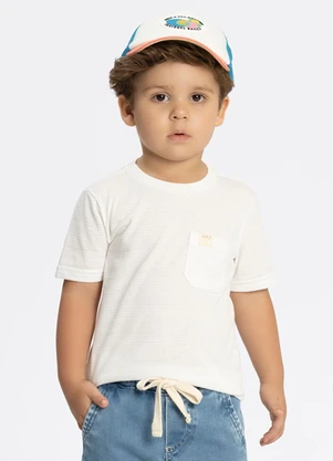Alakazoo - Camiseta com Bolso em Malha Texturizada Branco - ALAKAZOO