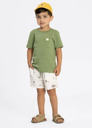 Alakazoo - Camiseta com Bolso em Malha Texturizada Verde - ALAKAZOO